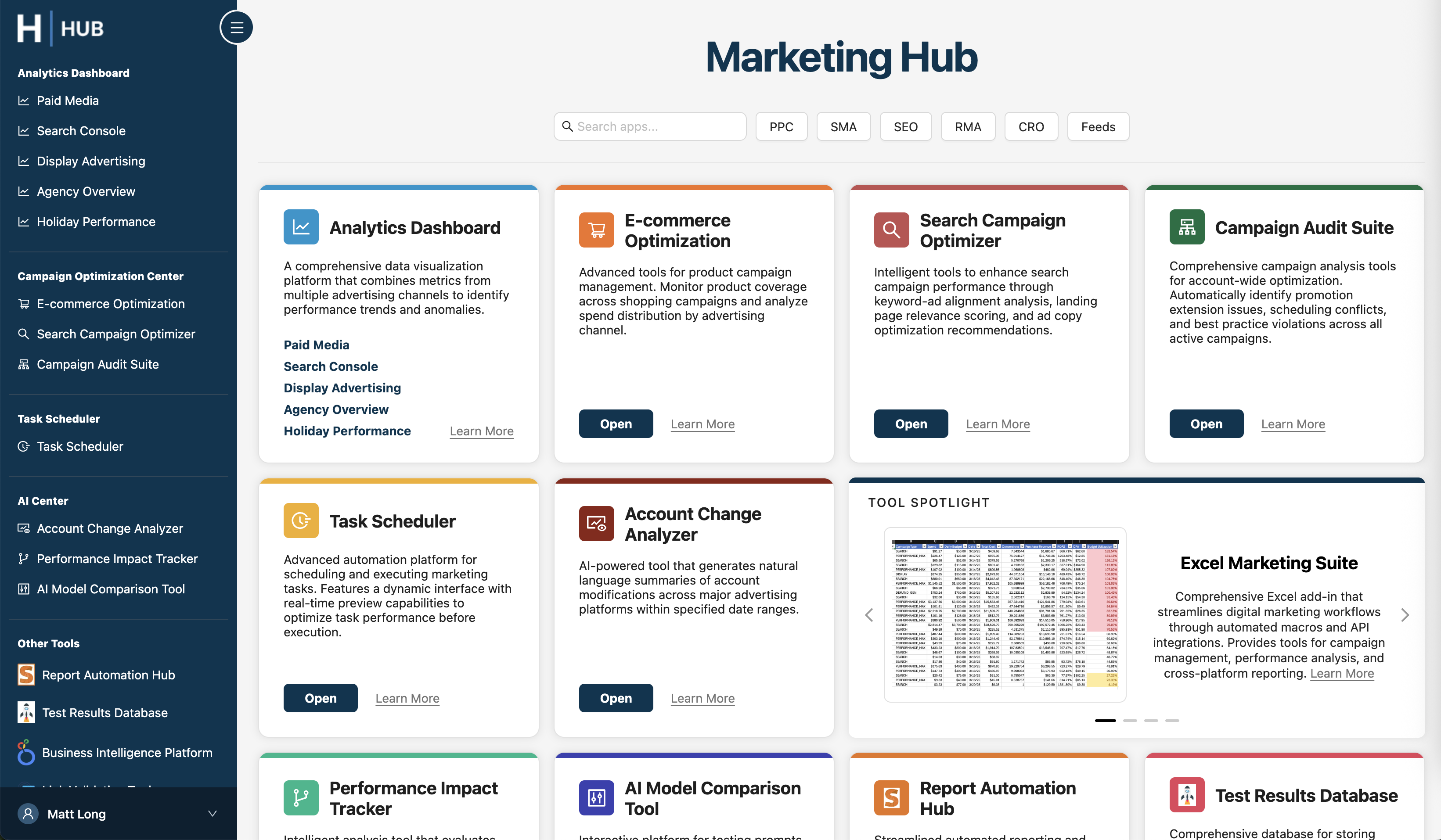 Marketing Hub Homepage